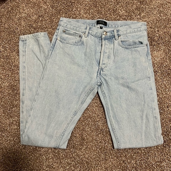 APC unisex Petit New Standard Selvedge Skinny Jeans Size 28 Light Blue - Picture 1 of 5